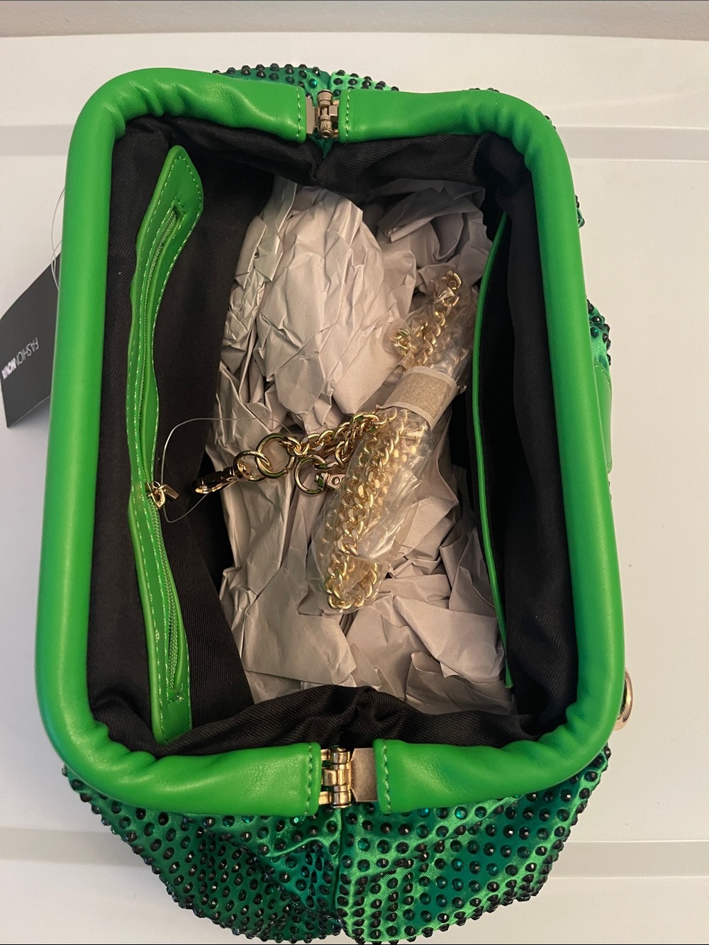 Fashion Nova Emerald Green Studded Clutch - Picture 2 of 6